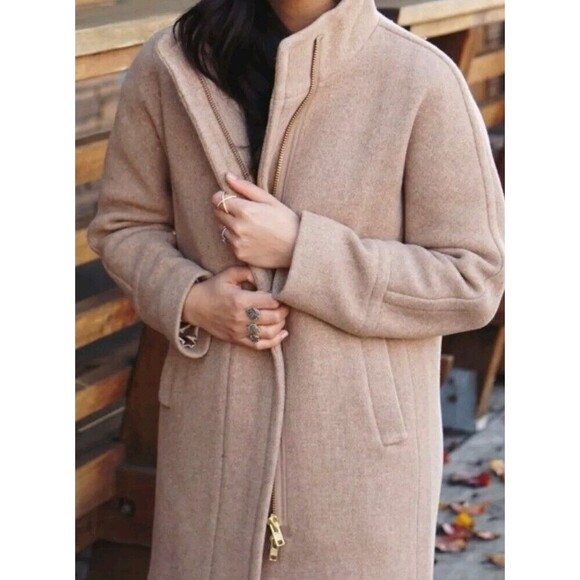 J.Crew Stadium Cocoon Peacoat b2770 Nello Gori Wool Blend Beige Tan Coat Sz 12 - Picture 7 of 14